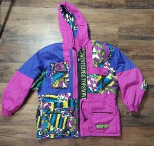 VTG Japana Be!Pop Ski/Snow Jacket Men's S Oversized Made In Japan Geometric 80's